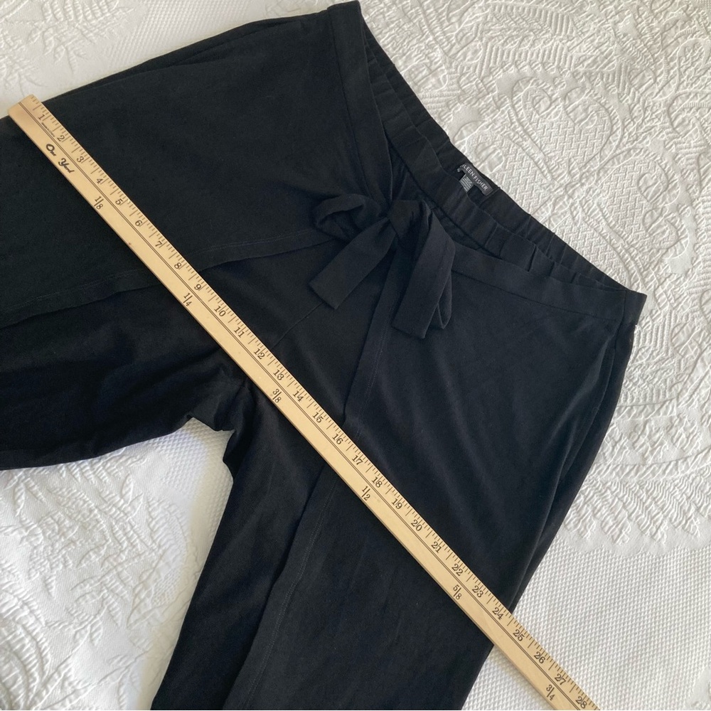 Eileen Fisher Black Cropped Wide-Leg Tie-Front Pants - Picture 9 of 13